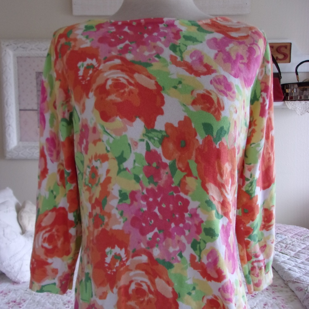 Chaps Floral Sweater